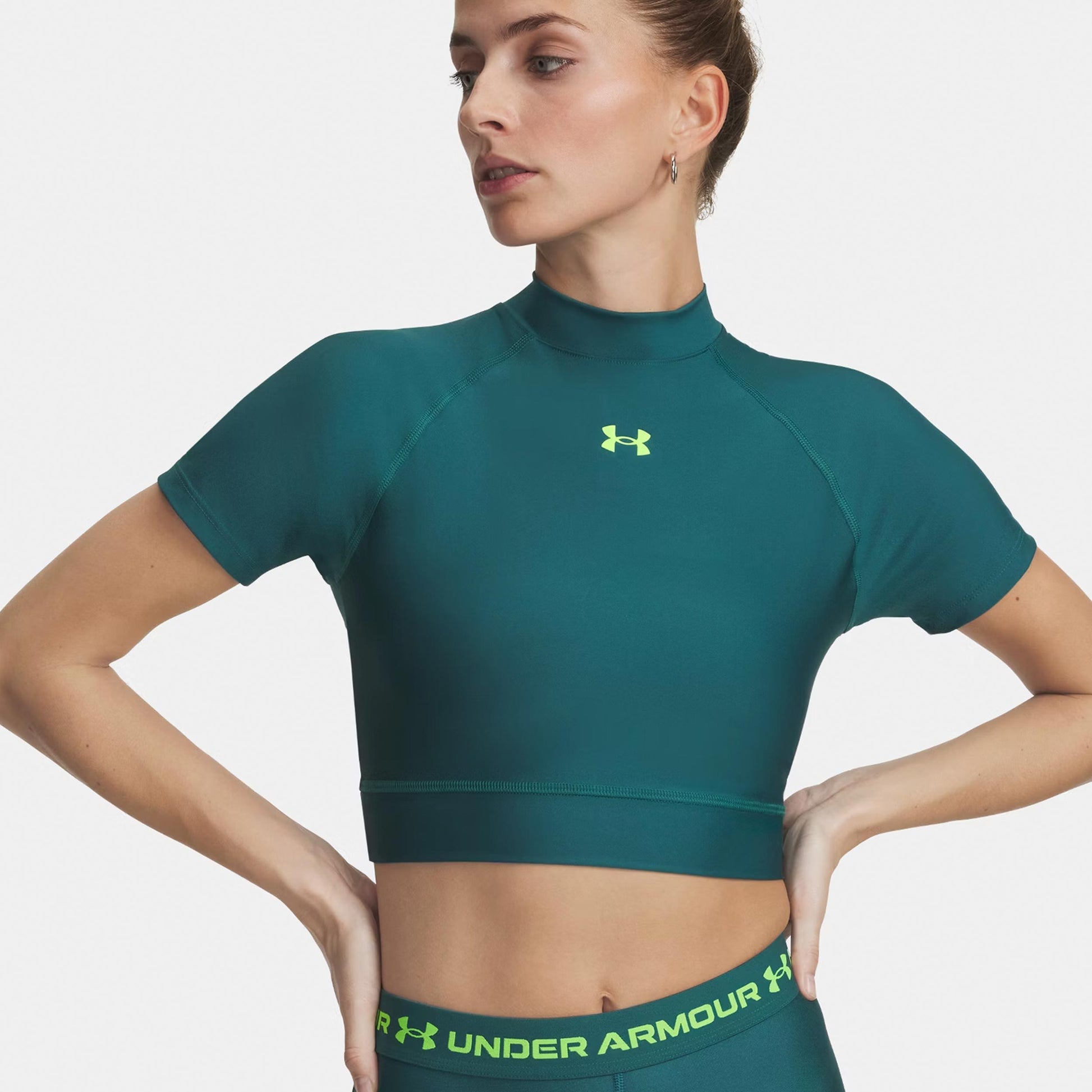 Under Armour HeatGear Crop T-Shirt Damen-grün, grün