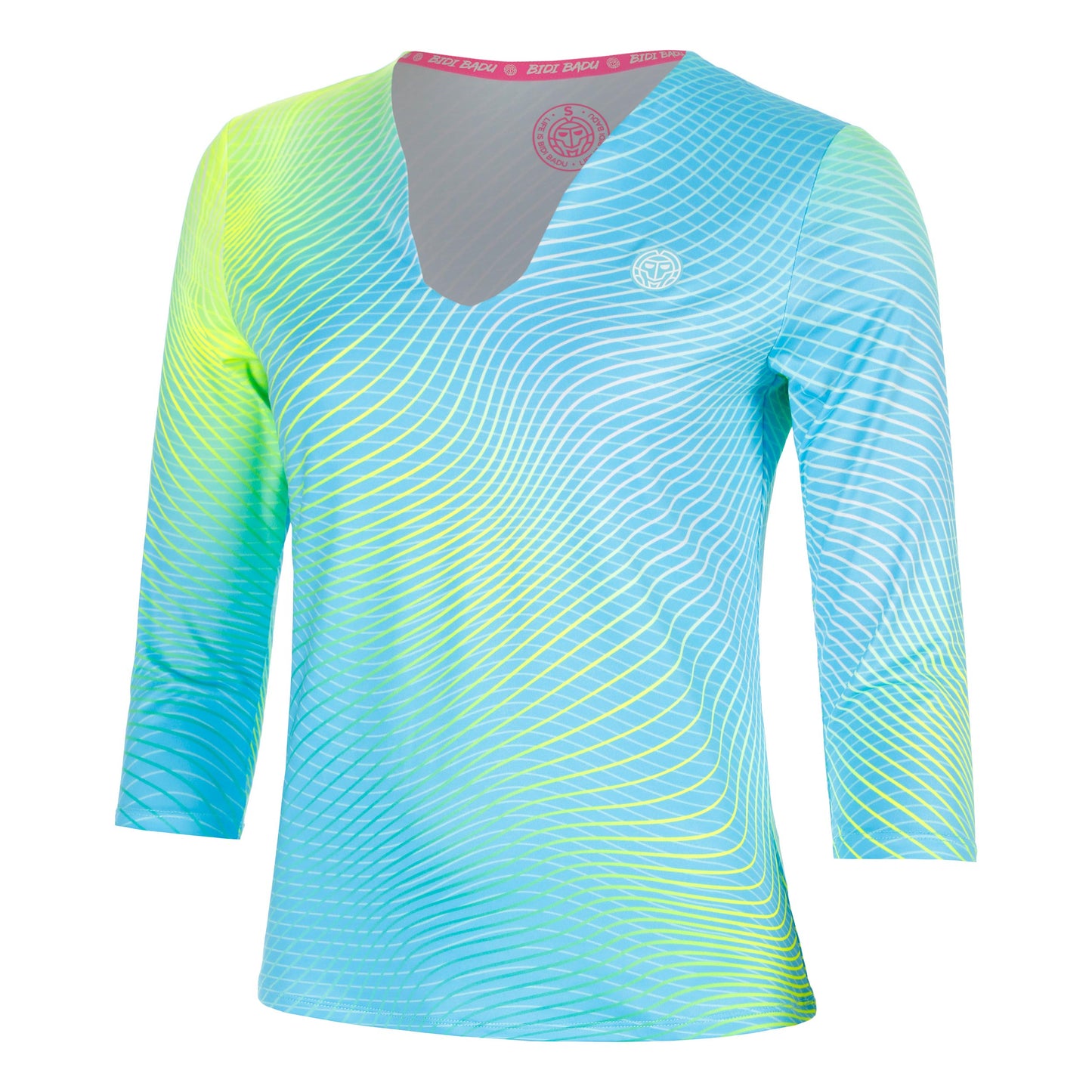 BIDI BADU Out of Control V-Neck Longsleeve Damen-hellblau, neongelb