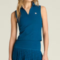Rib Polo Damen-blau