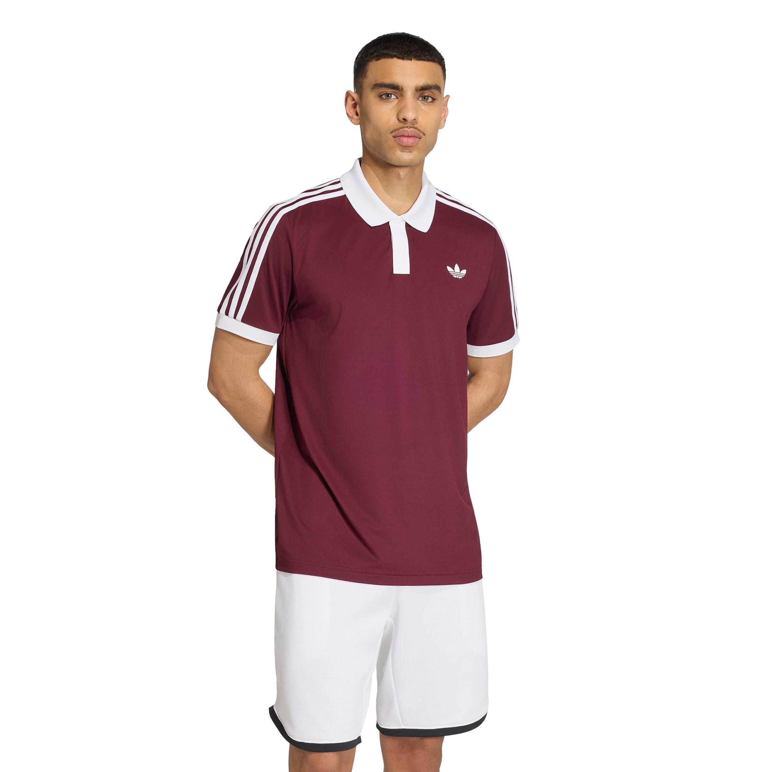 adidas Classics Polo Herren - weinrot, weiß