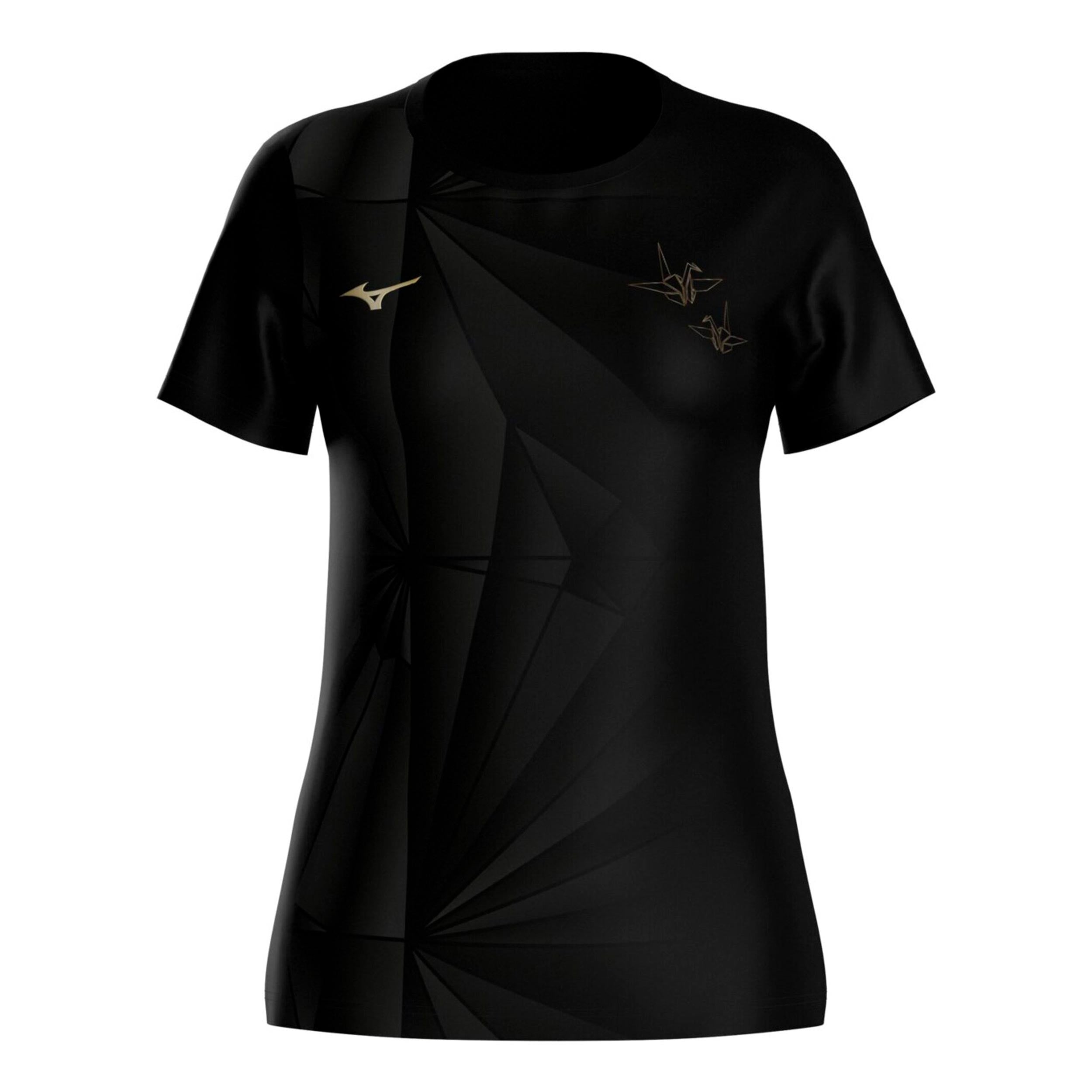 Mizuno Active DryAeroFlow Graphic Laufshirt Damen - schwarz, gold