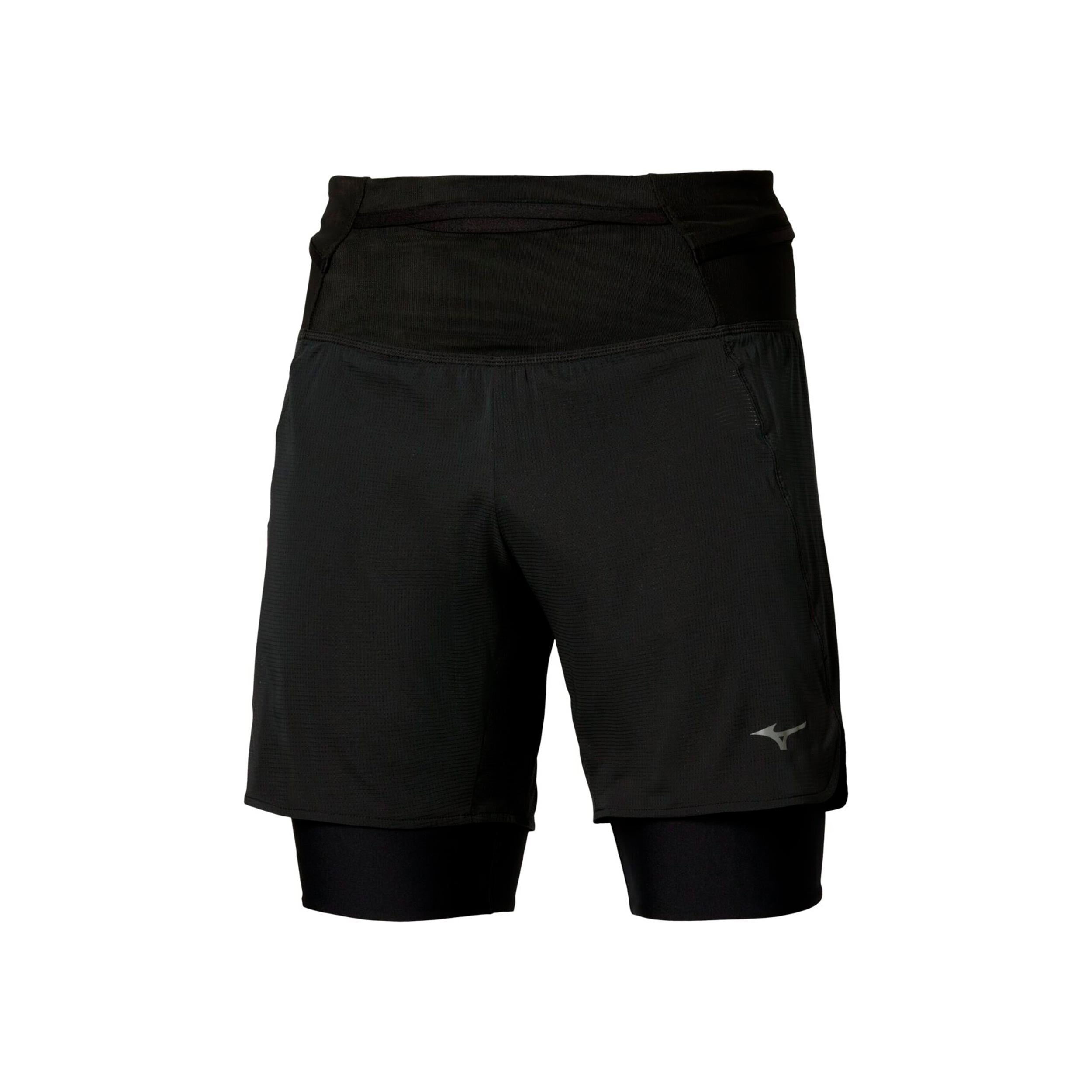 Mizuno Trail Multipocket Trail 2in1 Laufshorts Herren - schwarz