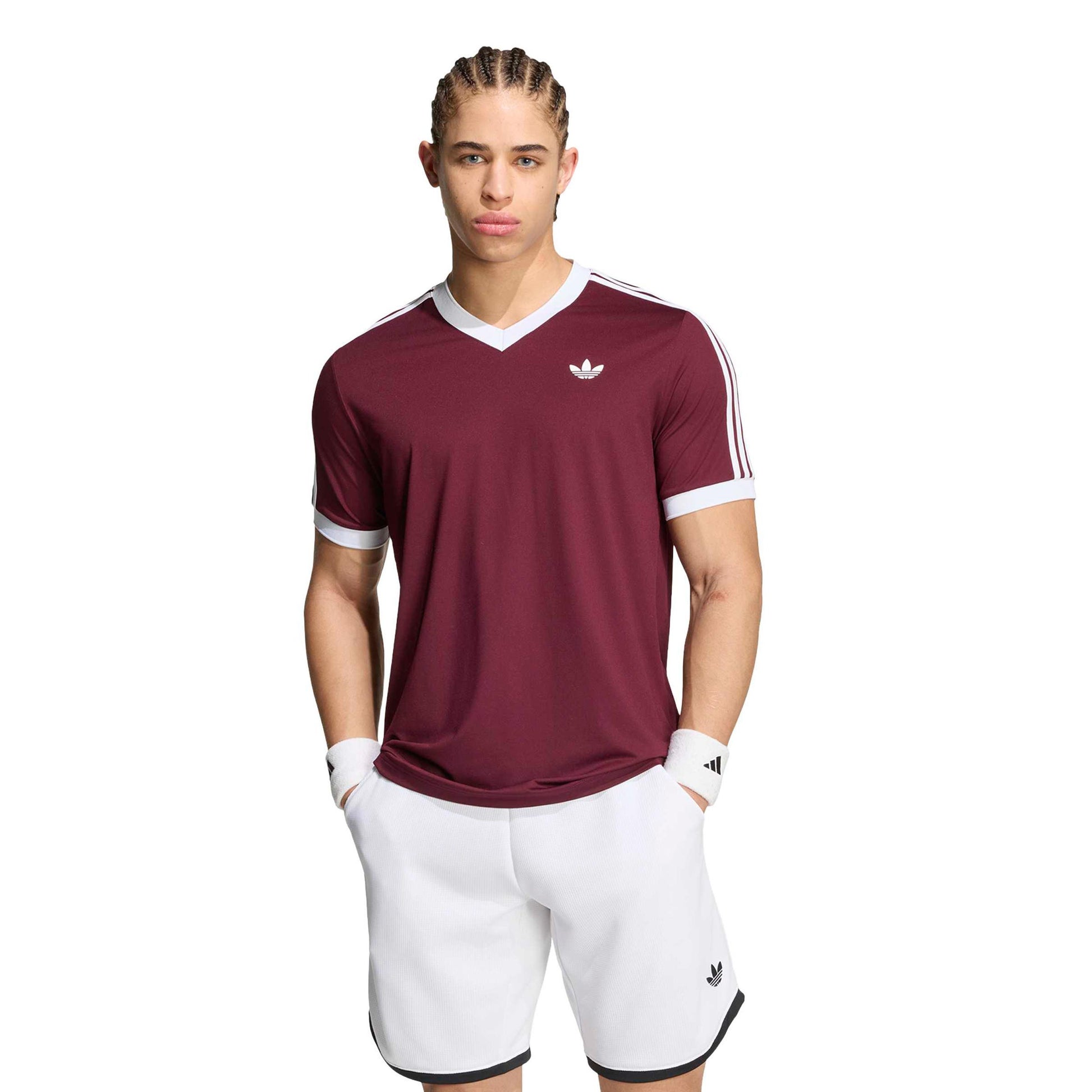 adidas Classics T-Shirt Herren - weinrot, weiß