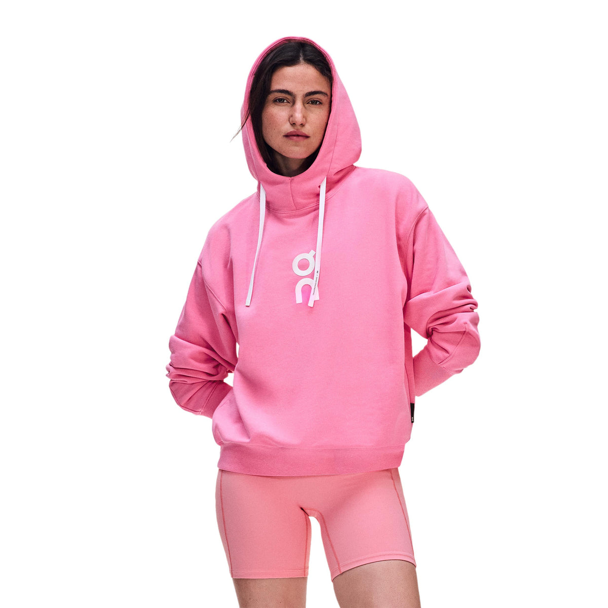 On Club Hoody Damen - pink, weiß