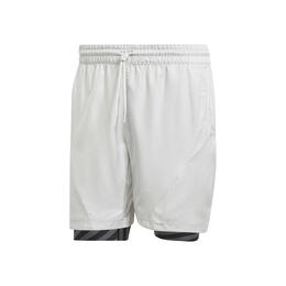 2in1 Pro Shorts Herren-Hellgrau,Schwarz