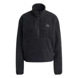 Fleece Half-Zip Sweatshirt Damen-schwarz