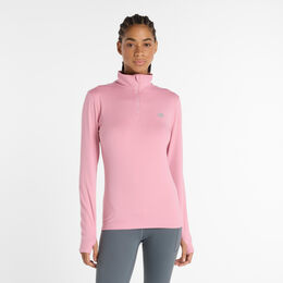 Essentials Space Dye Quarter Zip Longsleeve Damen - pink, 