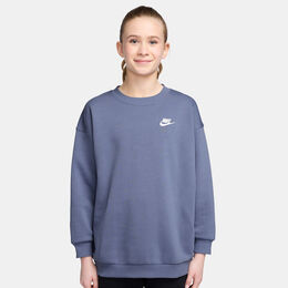 Sportswear Club Fleece Oversized Crew Sweatshirt M&auml;dchen - blaugrau, wei&szlig;