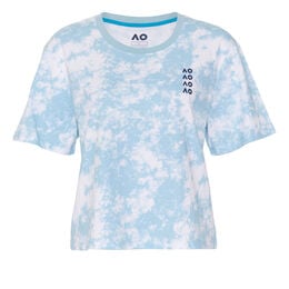 AO Tie Dye Cropped T-Shirt Damen-Hellblau,Weiß