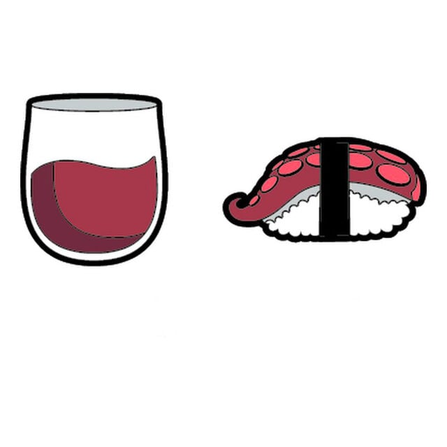 String Things Wein/Tintenfisch Sushi