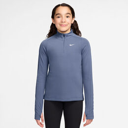 Dri-Fit Half-Zip Longsleeve M&auml;dchen - blaugrau, wei&szlig;