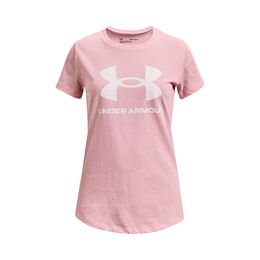 Sportstyle Logo T-Shirt Mädchen - rosa, weiß